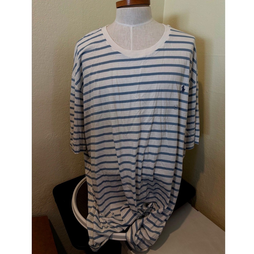 Polo Ralph Lauren Mens 5XLT Striped T-Shirt Cream Blue Big & Tall 711934662006